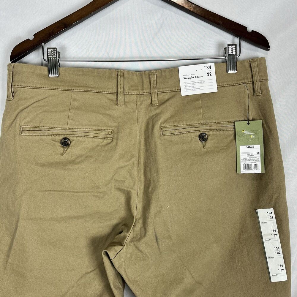 Men’s Khaki Straight Chino Pants 34x32 Stretch Casual Classic Fit - Picture 15 of 15